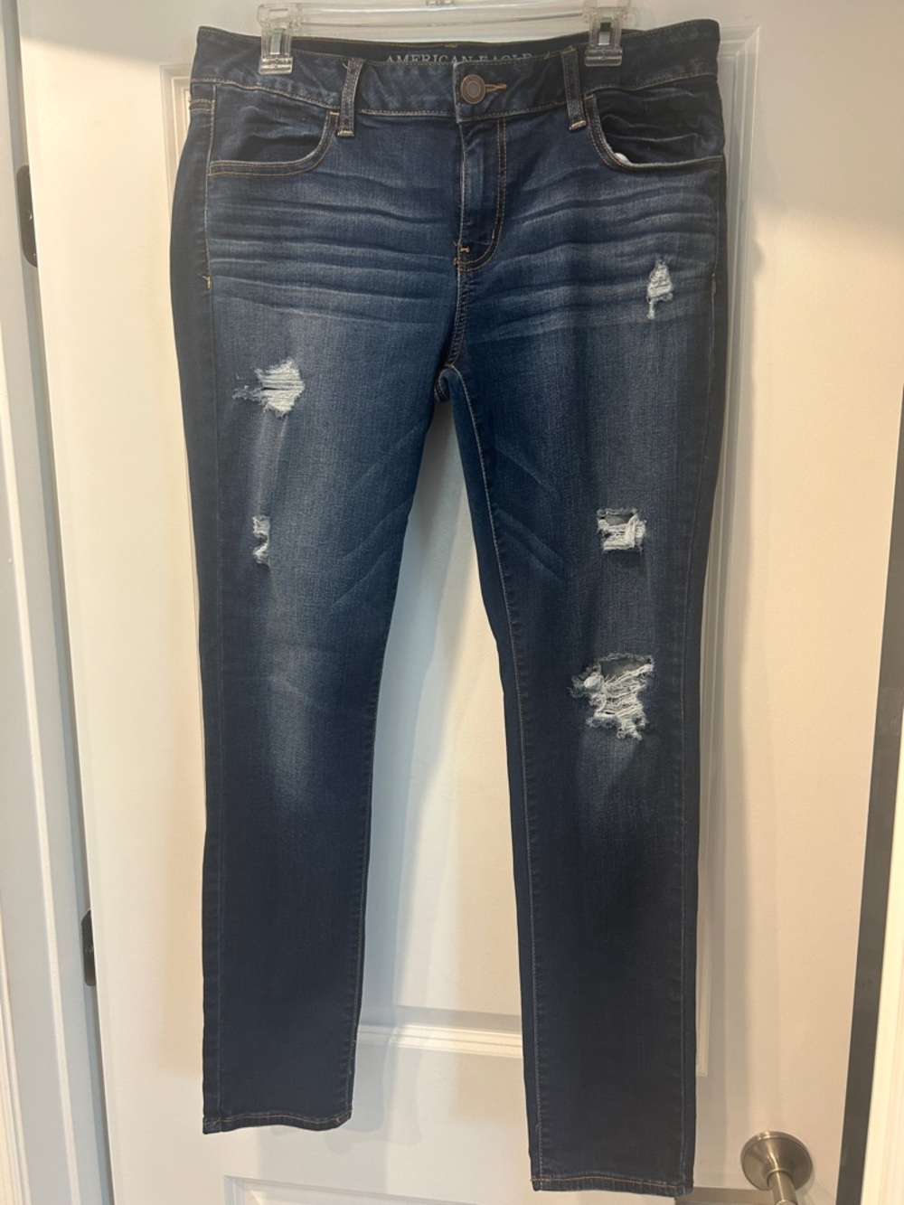 American Eagle Outfitters Dark Blue Ripped Skinny Jeans